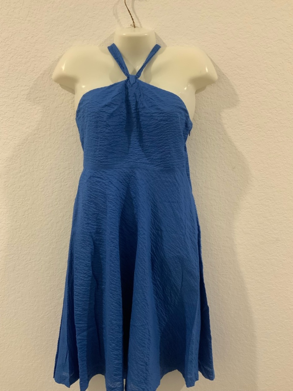 J. Crew Blue Cotton Halter Dress Size 6 (flaw)